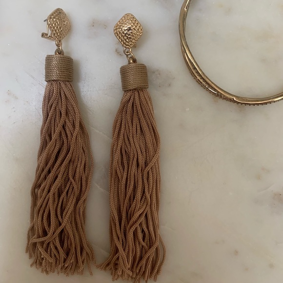 2 for 1 fringe drop earrings and gold bangle! - Picture 2 of 6